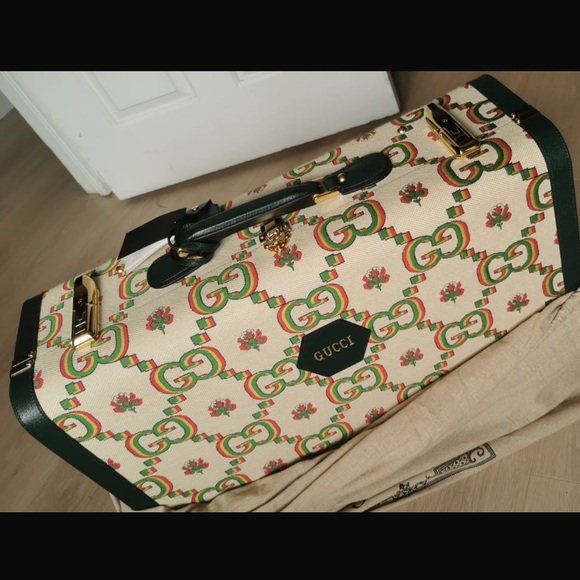 BRAND NEW RARE Gucci Savoy Medium luggage centennial print - needs lock repair - Picture 2 of 2